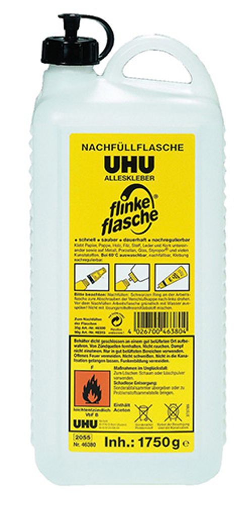 Uhu 1850 ml. Kleber mit Lösungsmittel, hervorragende Klebkraft und auswaschbar bei 40 Grad
