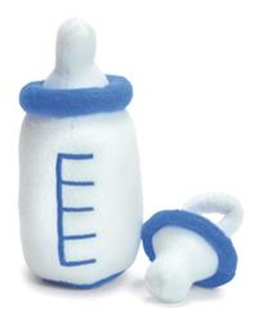 Babyflasche und Nuckel, blau