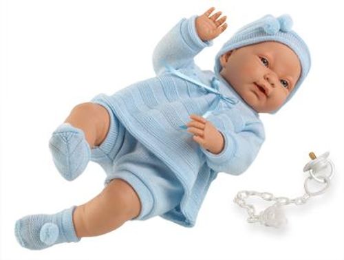 Babypuppe Junge. Länge 45 cm. Tolle, lebensechte Puppe. Lieferung inkl. Kleidung und Schnuller.