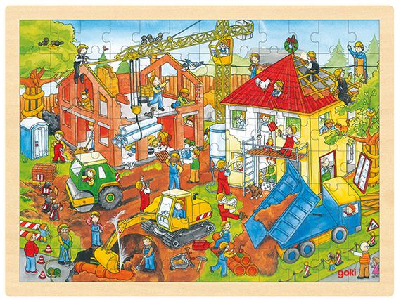 Einlegepuzzle Hausbau 96 teilig
