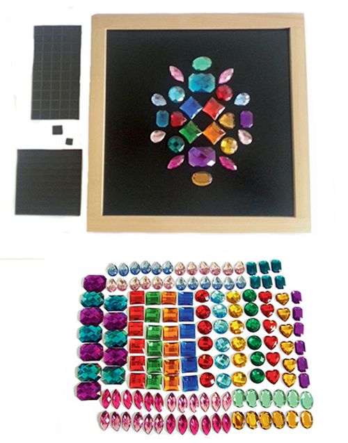 Magnettafel mit Funkelsteinen.