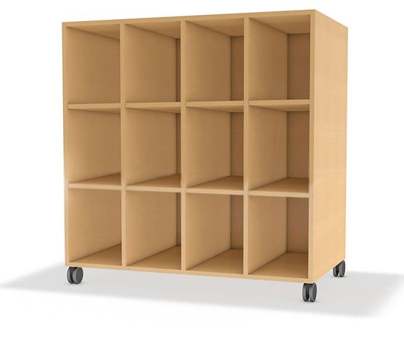 Bettzeugwagen (3x4 Fächer) mit Rollen