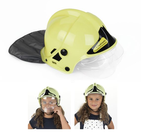 Feuerwehrhelm neon mit Visier