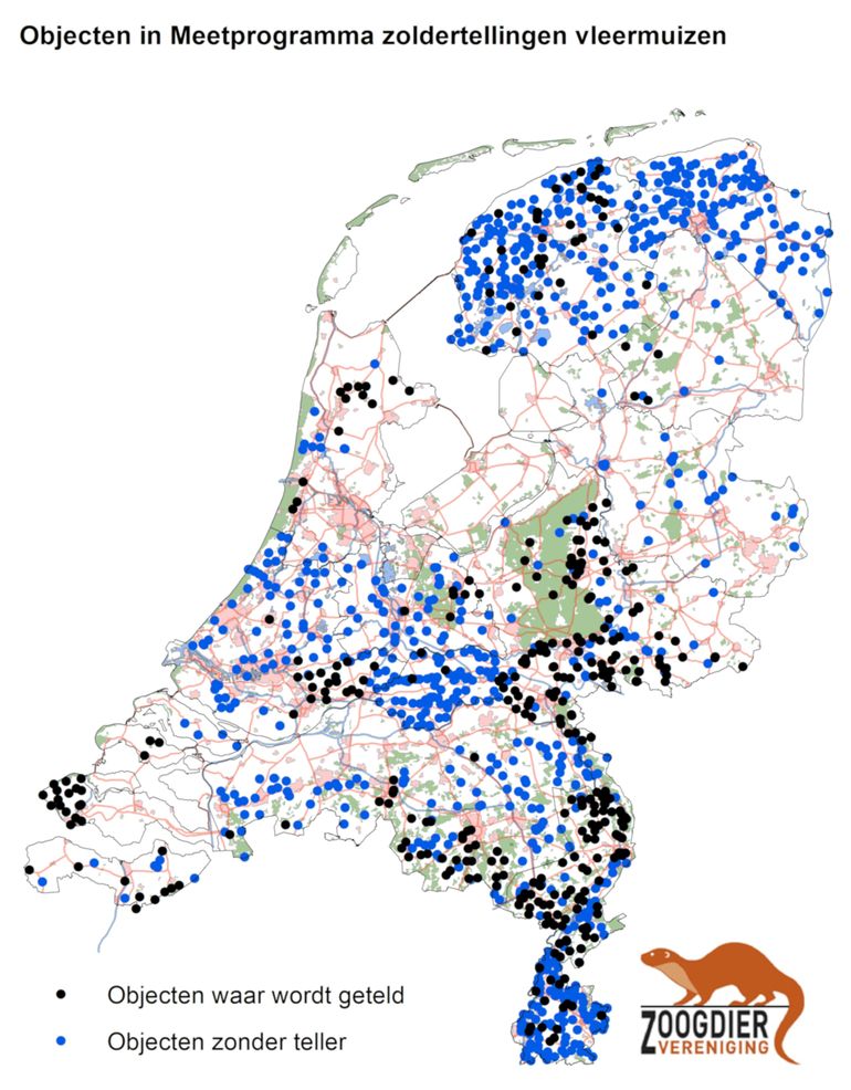 In het meetprogramma NEM Zoldertellingen geregisteerde objecten waar geteld wordt, en objecten zonder teller.