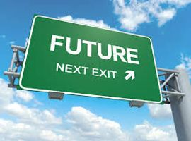 Verkeersbord met FUTURE NEXT EXIT