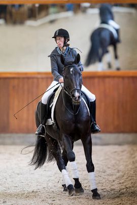 Aranka van Lindert, stagiaire NSGK, op het paard