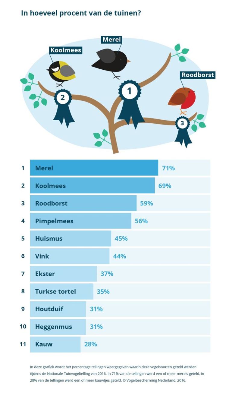 In hoeveel procent van de tuinen wordt de top-10 gezien? Oftewel, de top-10 op een andere manier weergegeven